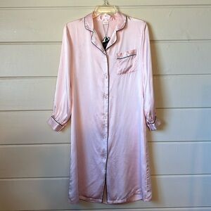 SILKSILKY Lounge Button Up Silk Sleep Dress SIZE SMALL